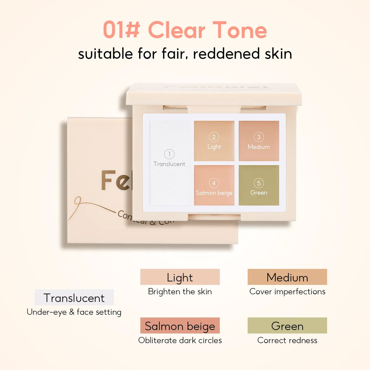FelinWel Color Corrector & Setting Powder Palette – 12H Crease-Proof Wear