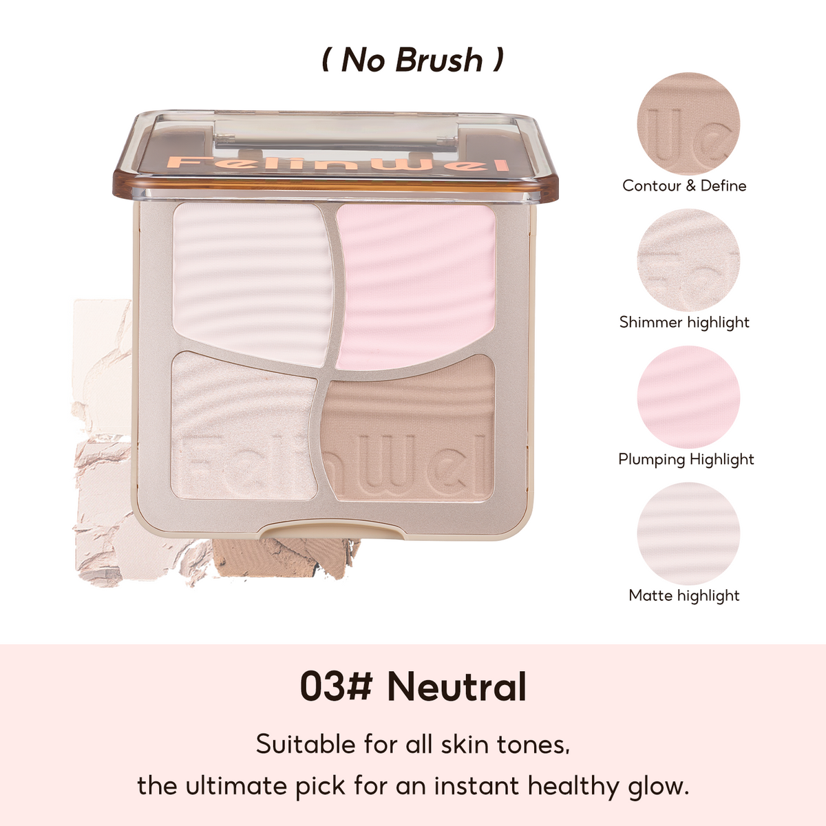 FelinWel 4-in-1 Face Palette – Contour, Bronzer, Blush & Highlighter