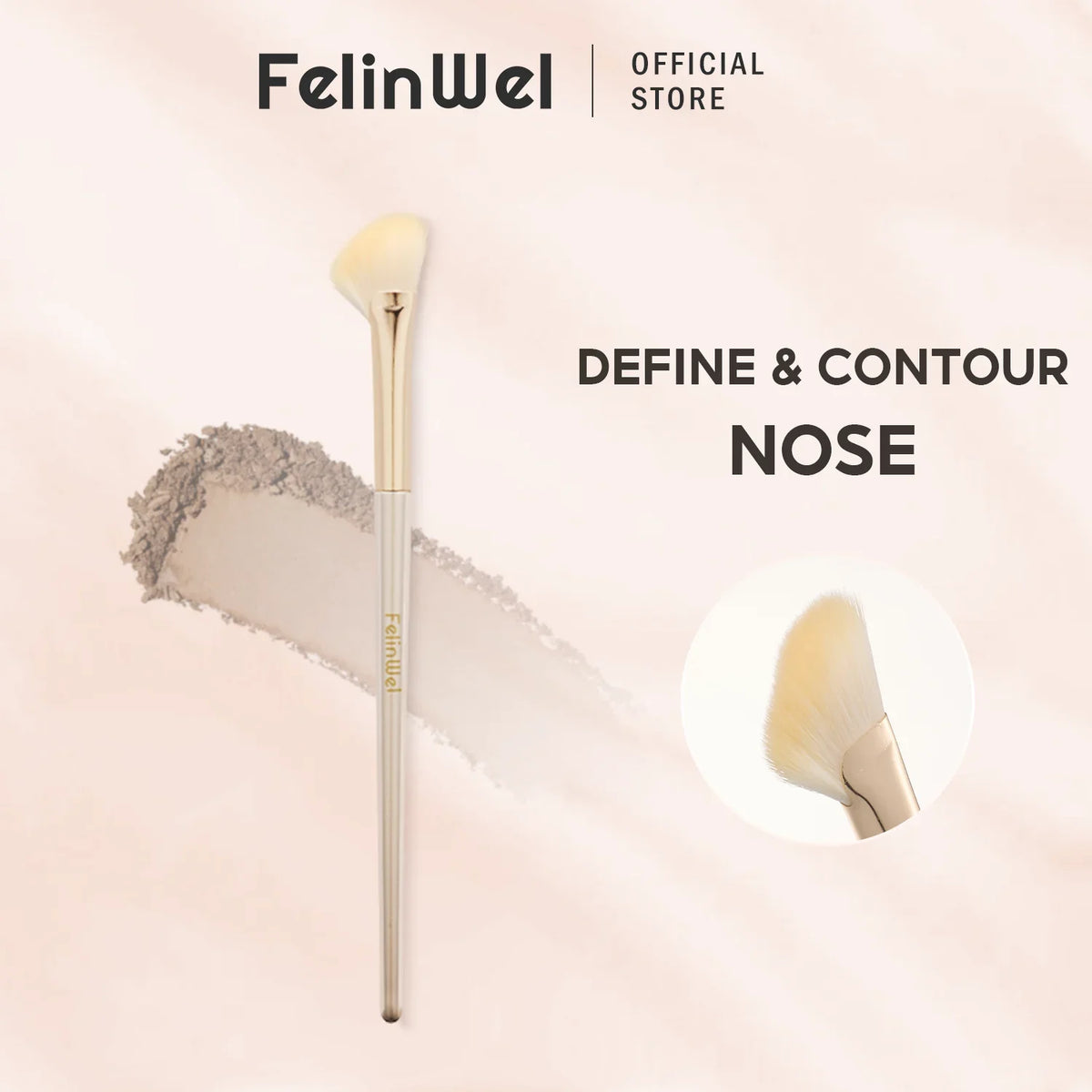FelinWel Half Fan-Shape Nose Contour Brush β Precise Sculpting, Cruelty-Free