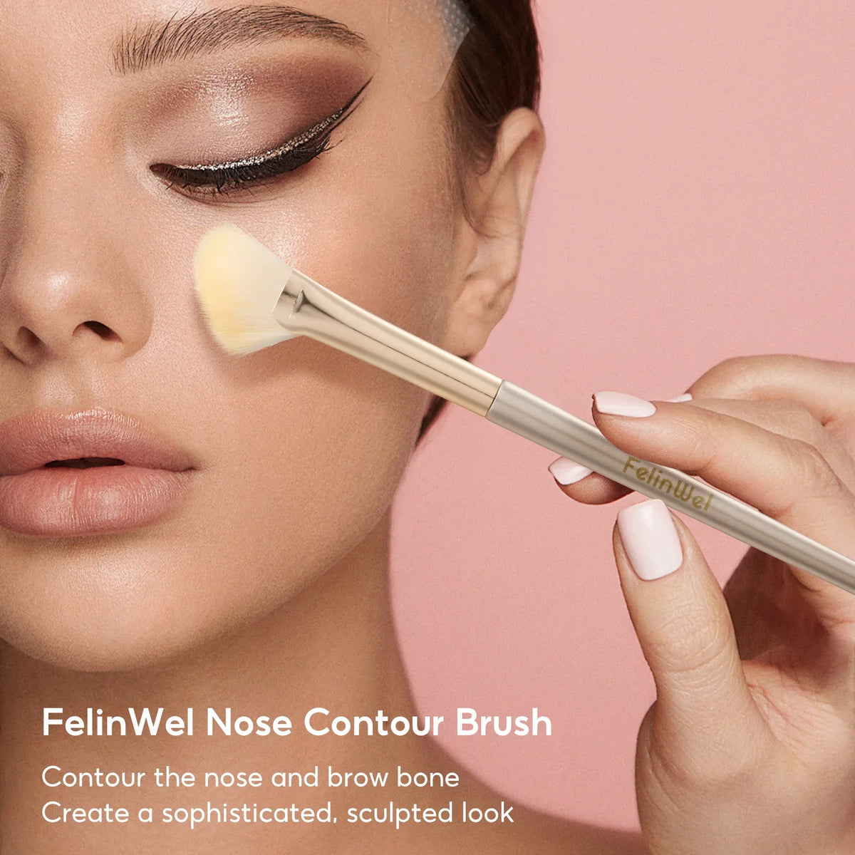 FelinWel Half Fan-Shape Nose Contour Brush β Precise Sculpting, Cruelty-Free
