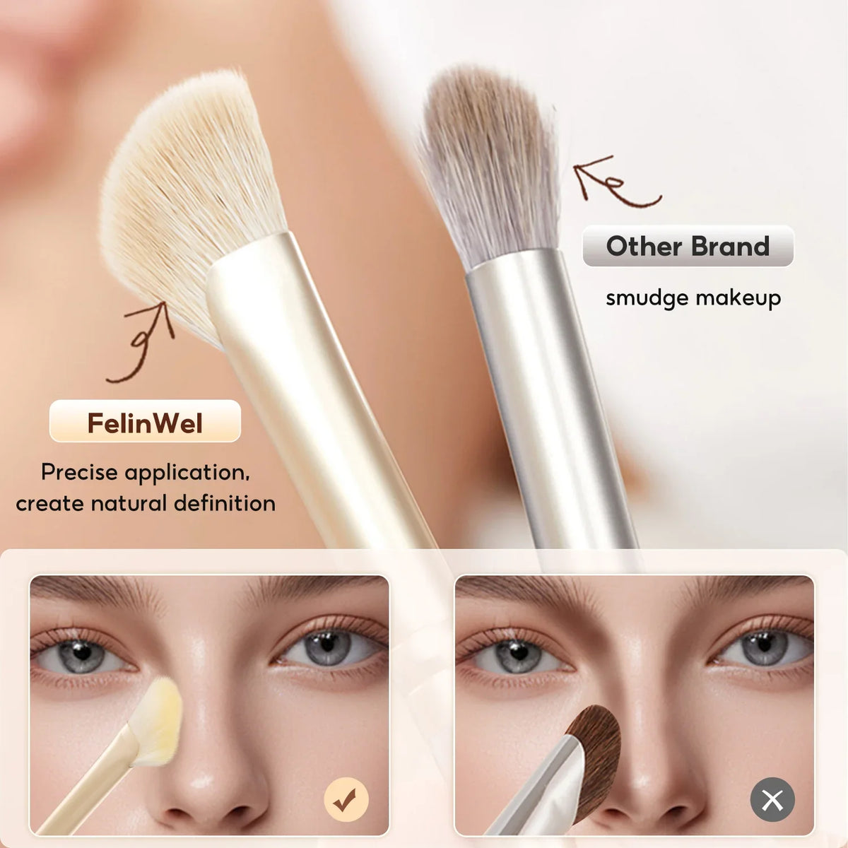 FelinWel Half Fan-Shape Nose Contour Brush β Precise Sculpting, Cruelty-Free