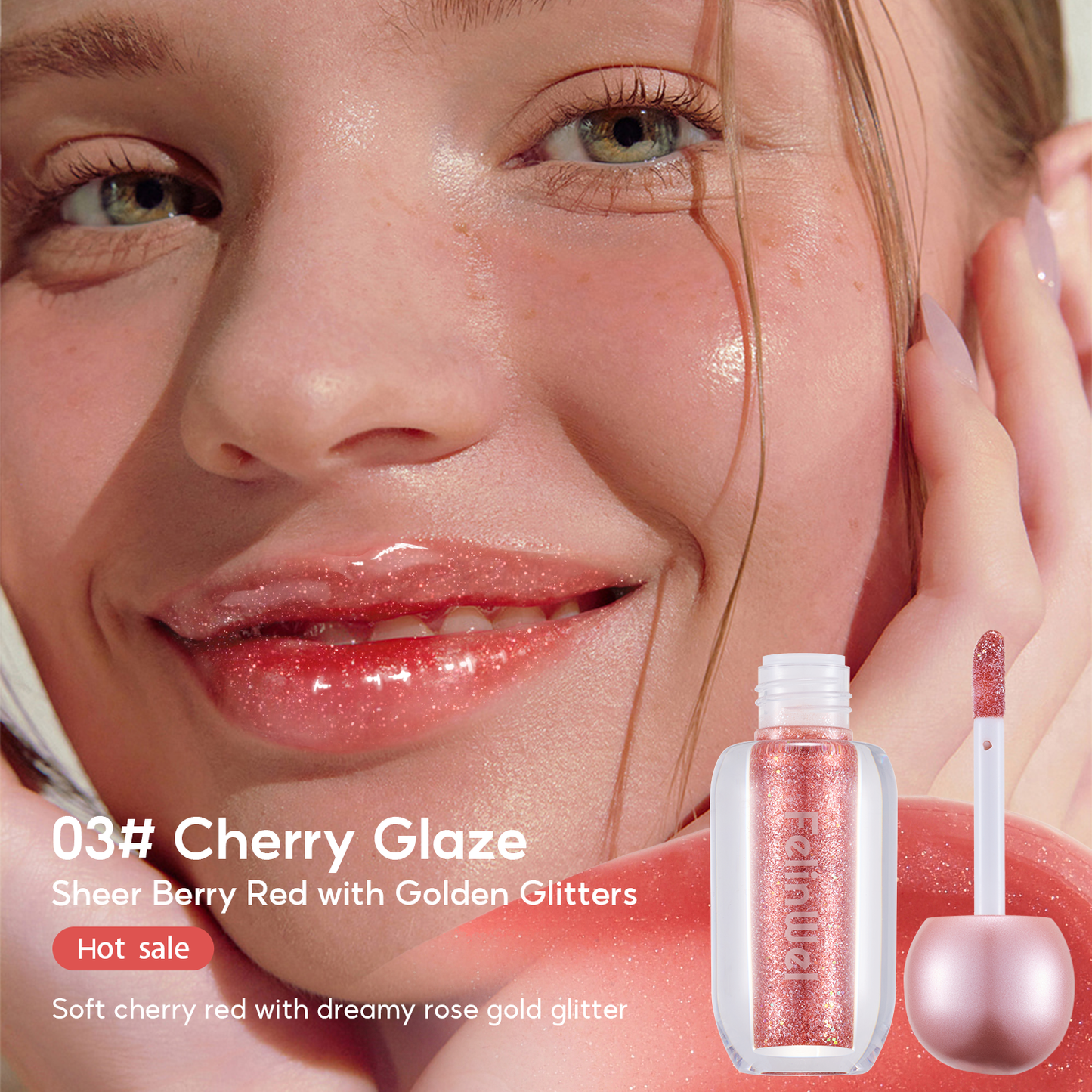 FelinWel Super Sparkly Lip Gloss, Shining and Nourishing, Fresh Texture, Buildable Formula, One for Multipurpose