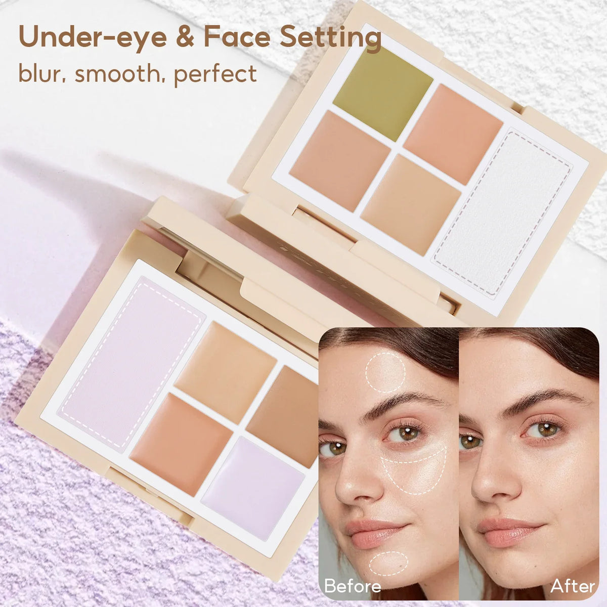 FelinWel Color Corrector & Setting Powder Palette – 12H Crease-Proof Wear