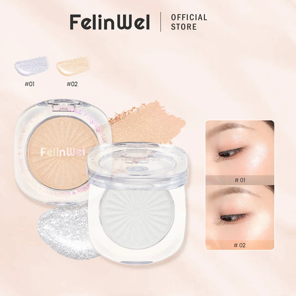 FelinWel Shiny Diamond Highlighter Palette Shimmer Glow Highlighting Powder