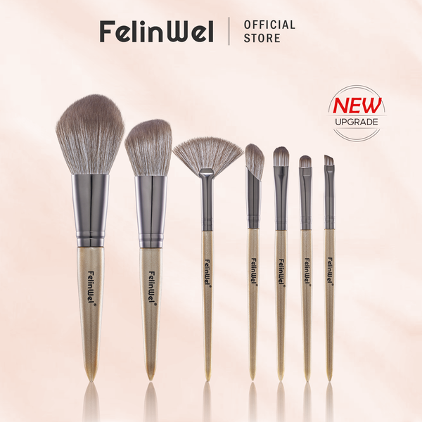 FelinWel 7 Pcs Professional Makeup Brushes Set Cruelty-Free Vegan with Optional Bag