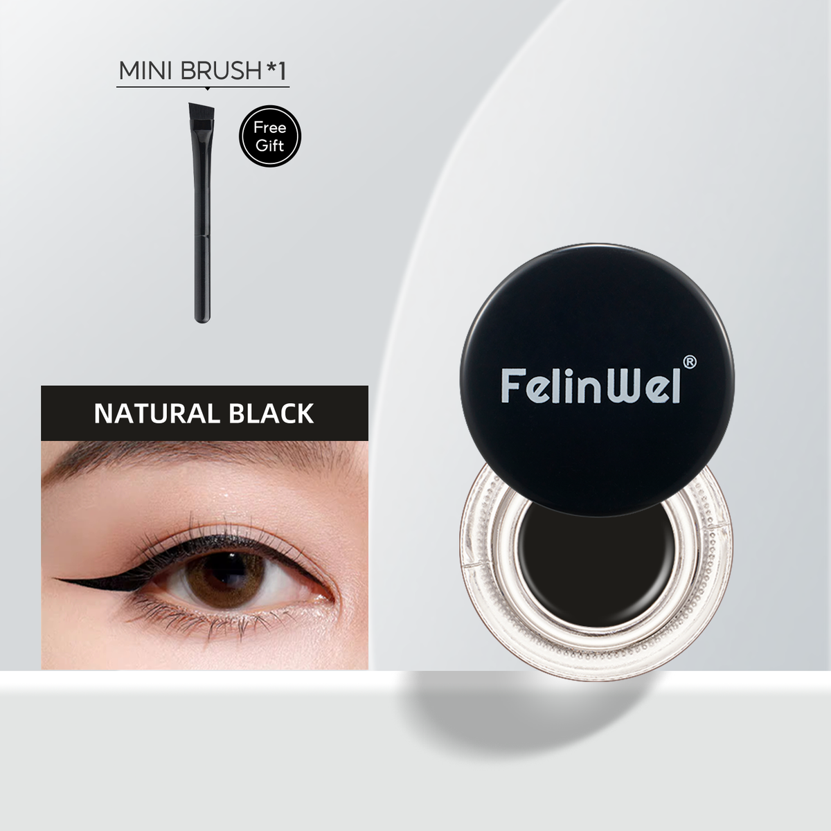 FelinWel 2-in-1 Gel Eyeliner & Brow Set – Waterproof, Brushes Included