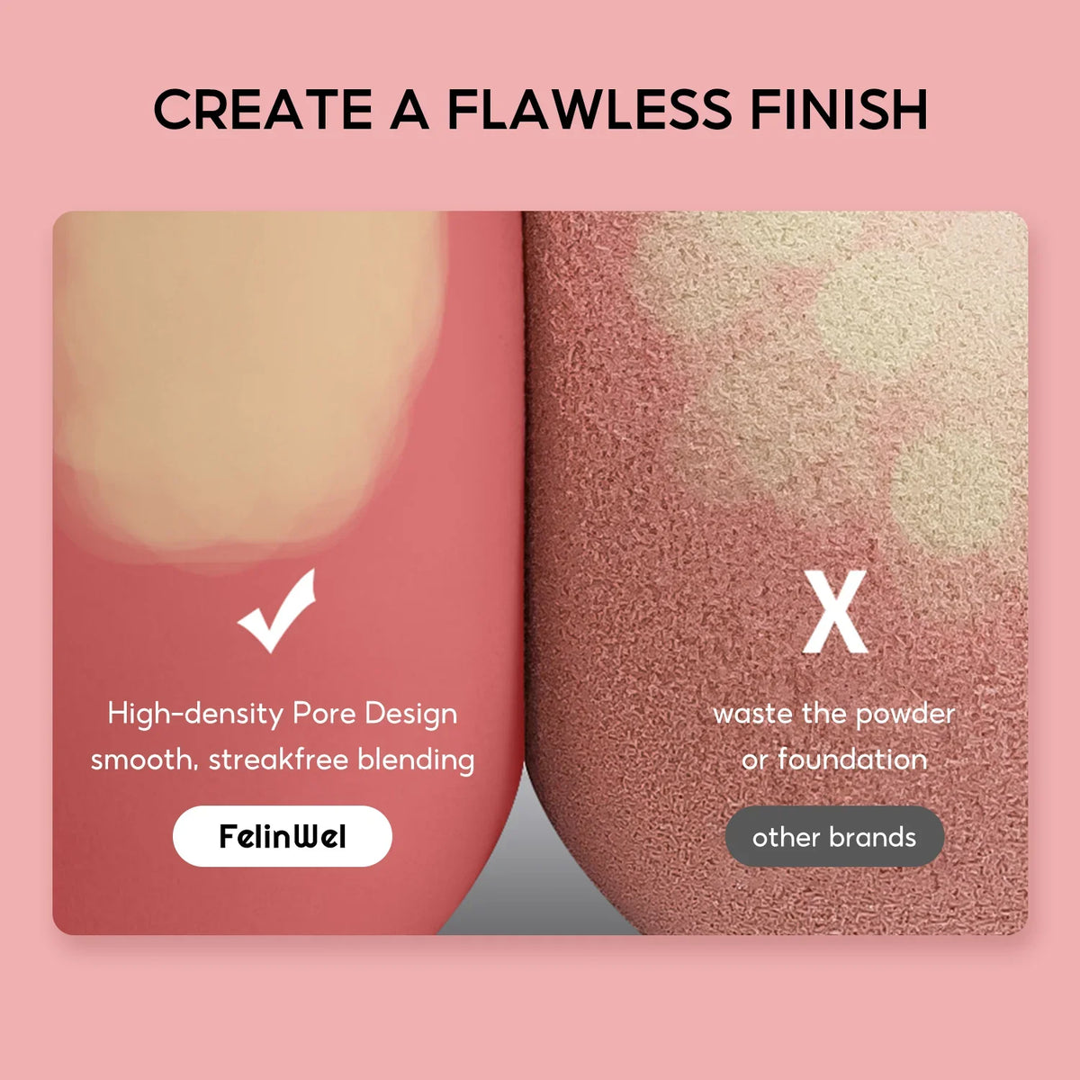 FelinWel 4 Pack Beauty Blender Foundation Sponges Set 4 Colors