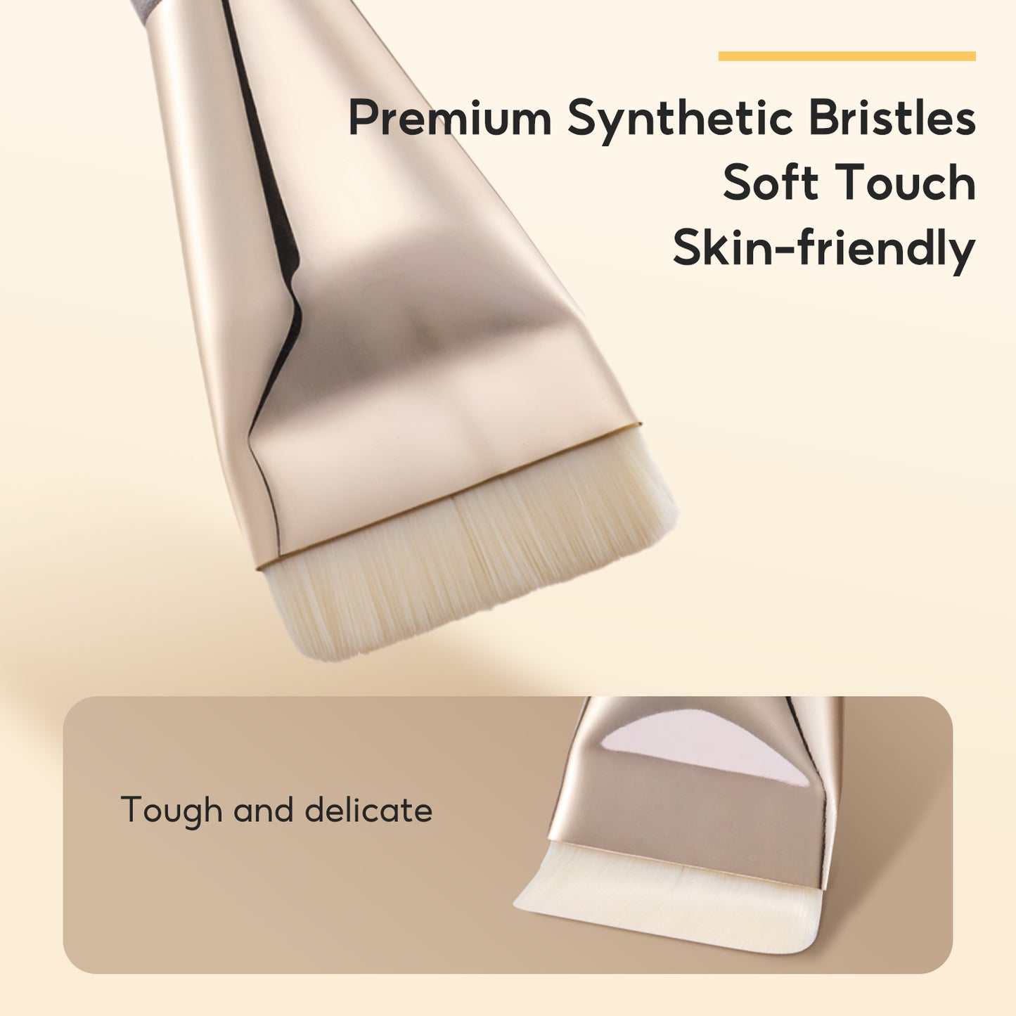 FelinWel - Flat Wide Foundation Brush, Super Dense Ultra-thin Makeup Brush for Flawless Look, Vegan Synthetic Fibers