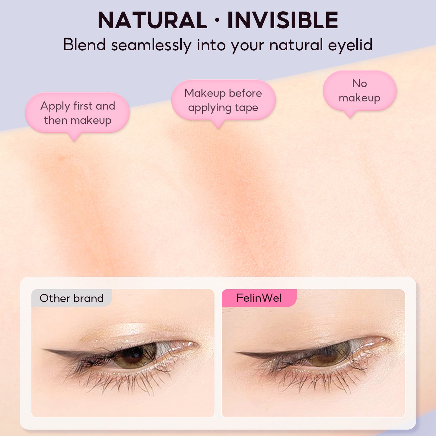 FelinWel - Invisible Double Eyelid Tape Stickers, Eyelid Tape for Hooded Eyes, Self-Adhesive, Waterproof, 2 Types Available
