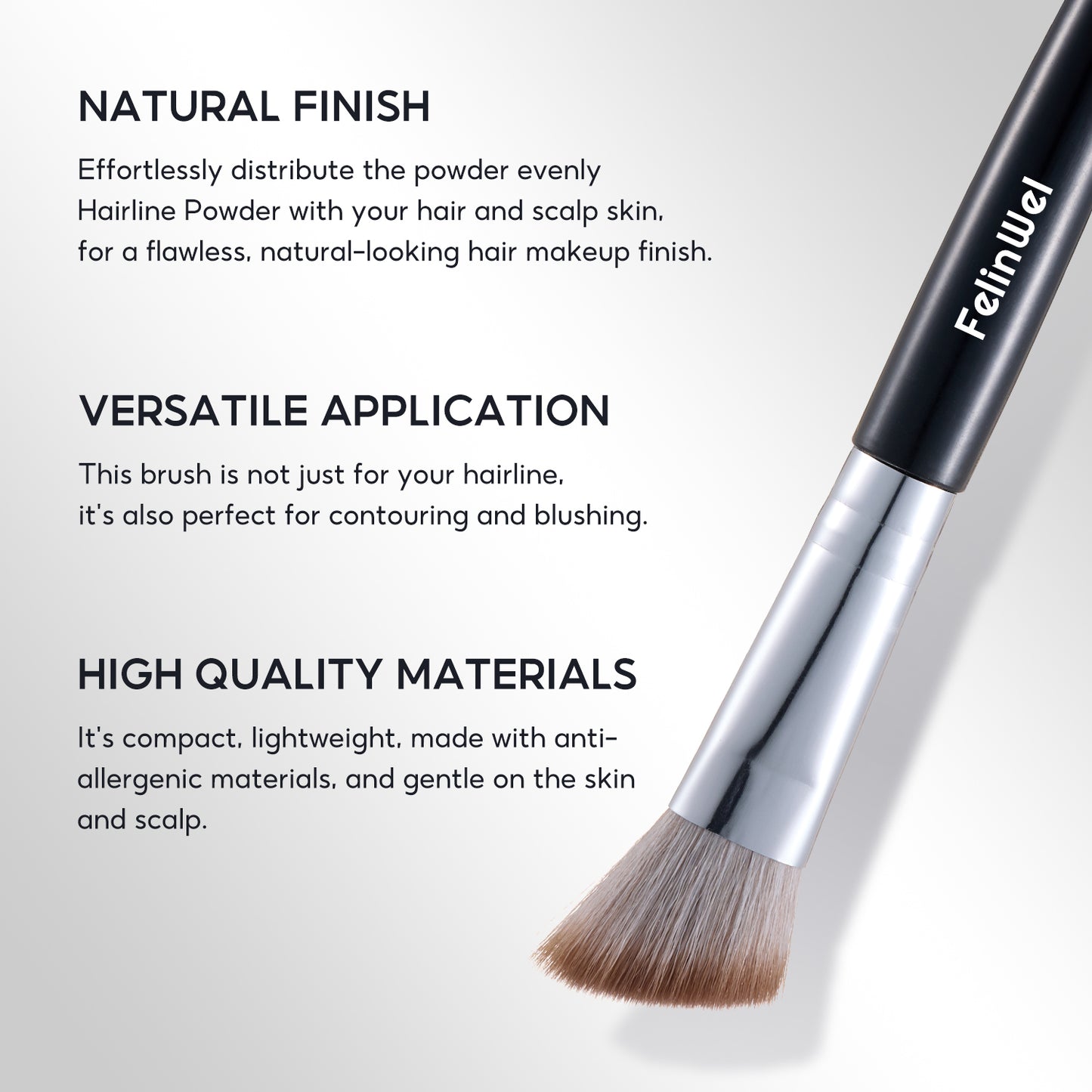 FelinWel - Hairline Powder Brush, Slope Brush, Soft, Precise Blending, Multifunctional, High-quality Fiber, Vegan