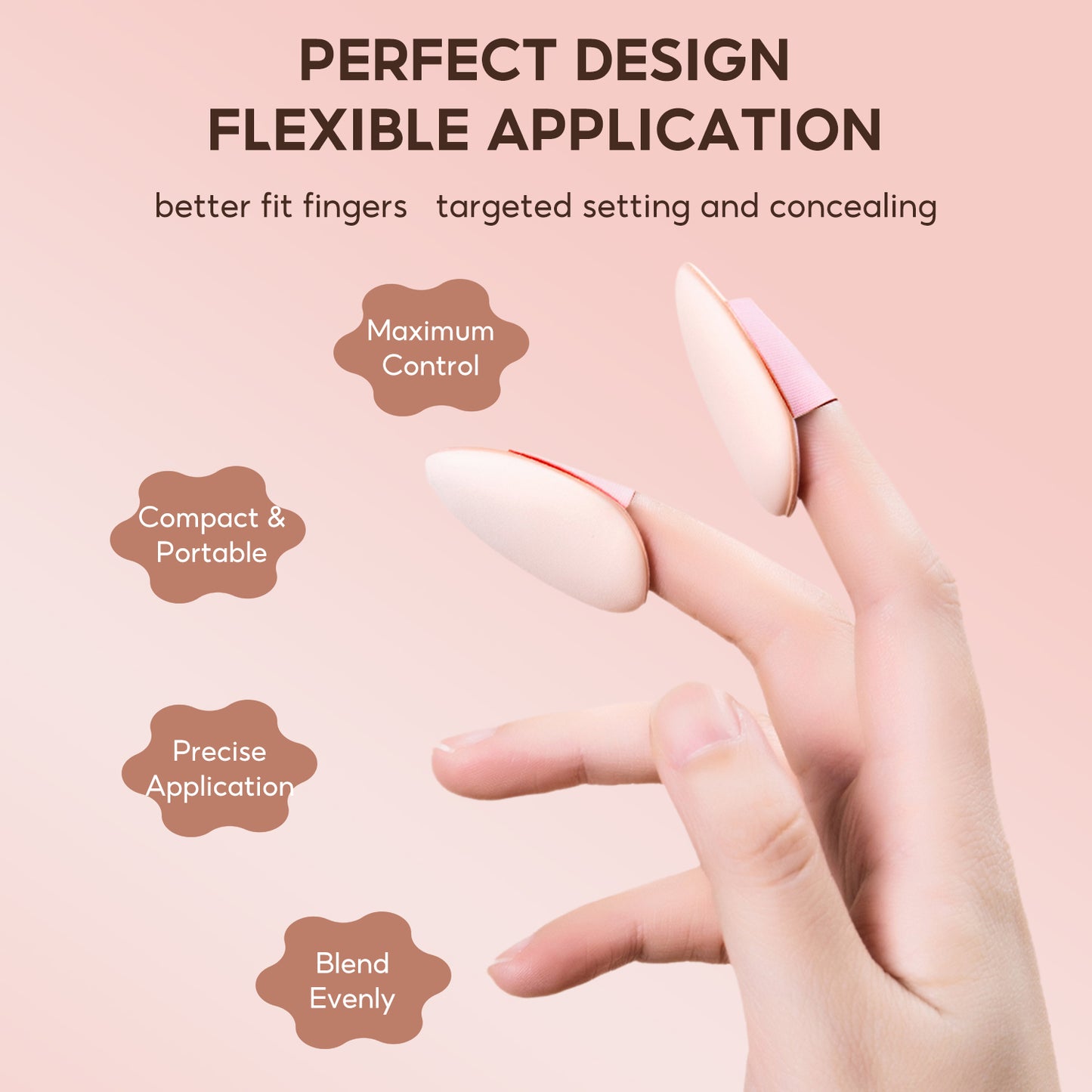 FelinWel Mini Size Finger Puff Set, Face Concealer Foundation Detail Powder Puff