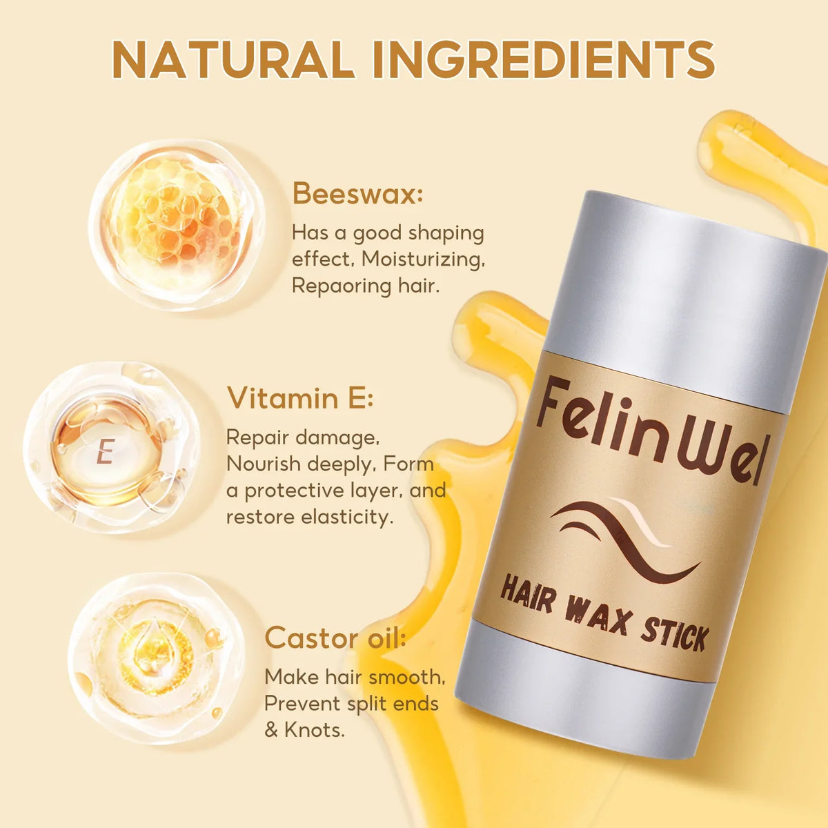 FelinWel Hair Wax Stick – Edge Control & Frizz Tamer, All-Day Hold
