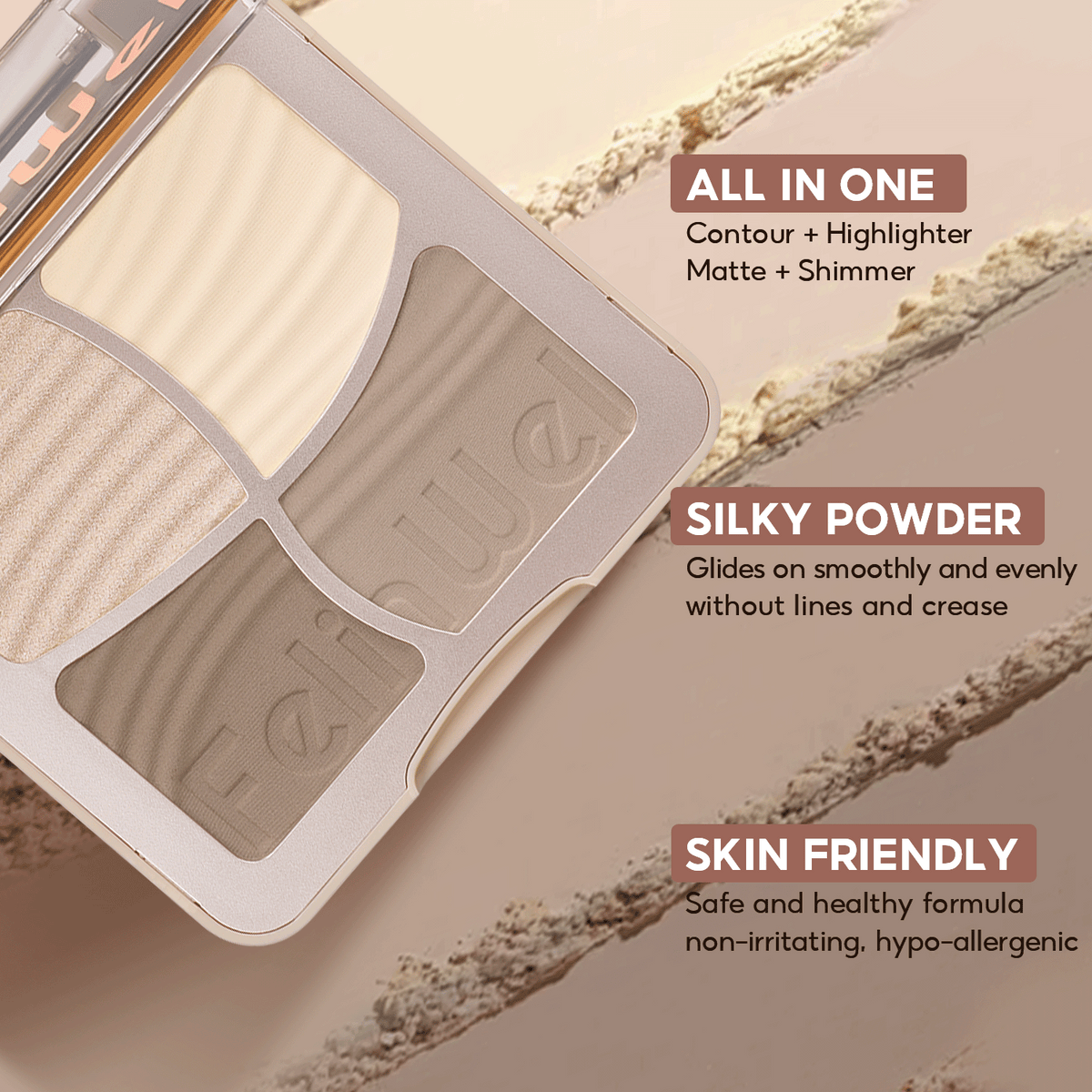 FelinWel 4-in-1 Face Palette – Contour, Bronzer, Blush & Highlighter