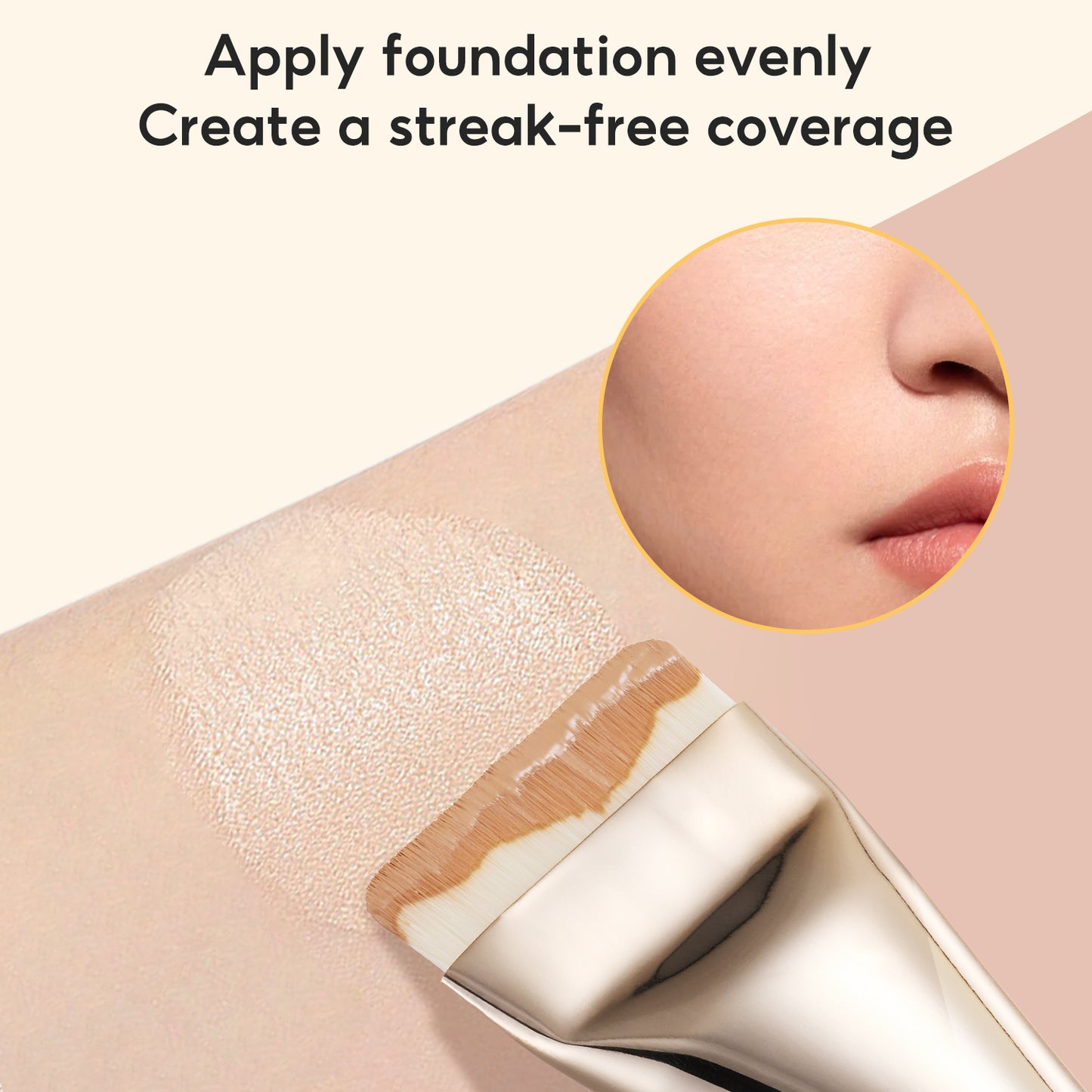 FelinWel - Flat Wide Foundation Brush, Super Dense Ultra-thin Makeup Brush for Flawless Look, Vegan Synthetic Fibers