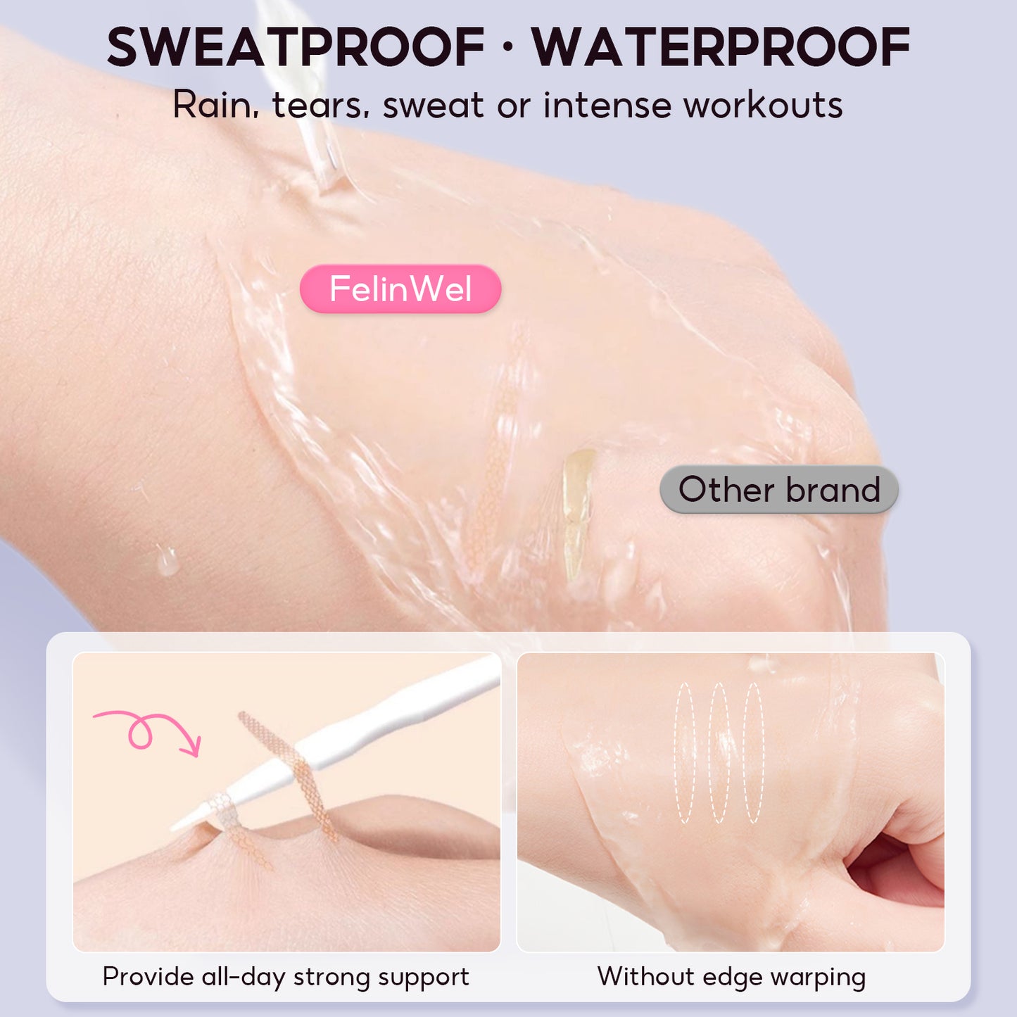 FelinWel - Invisible Double Eyelid Tape Stickers, Eyelid Tape for Hooded Eyes, Self-Adhesive, Waterproof, 2 Types Available