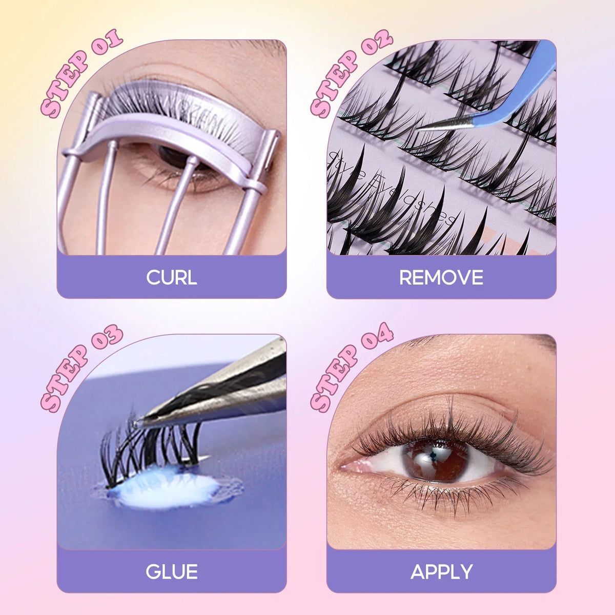 FelinWel 154-Pcs DIY Cluster Lash Kit – 4 Styles, Natural to Mega