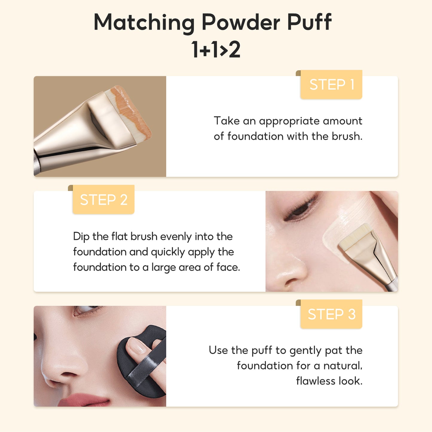 FelinWel - Flat Wide Foundation Brush, Super Dense Ultra-thin Makeup Brush for Flawless Look, Vegan Synthetic Fibers