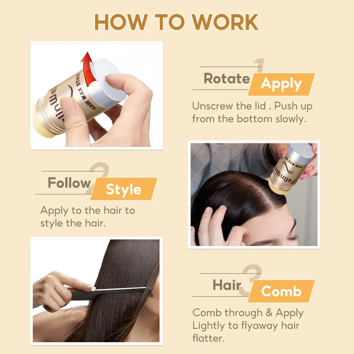 FelinWel Hair Wax Stick – Edge Control & Frizz Tamer, All-Day Hold