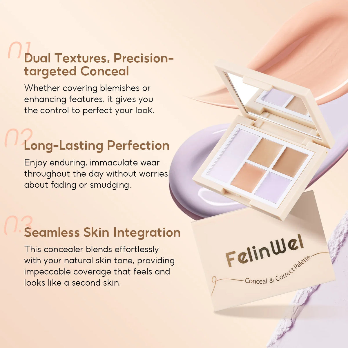FelinWel Color Corrector & Setting Powder Palette – 12H Crease-Proof Wear