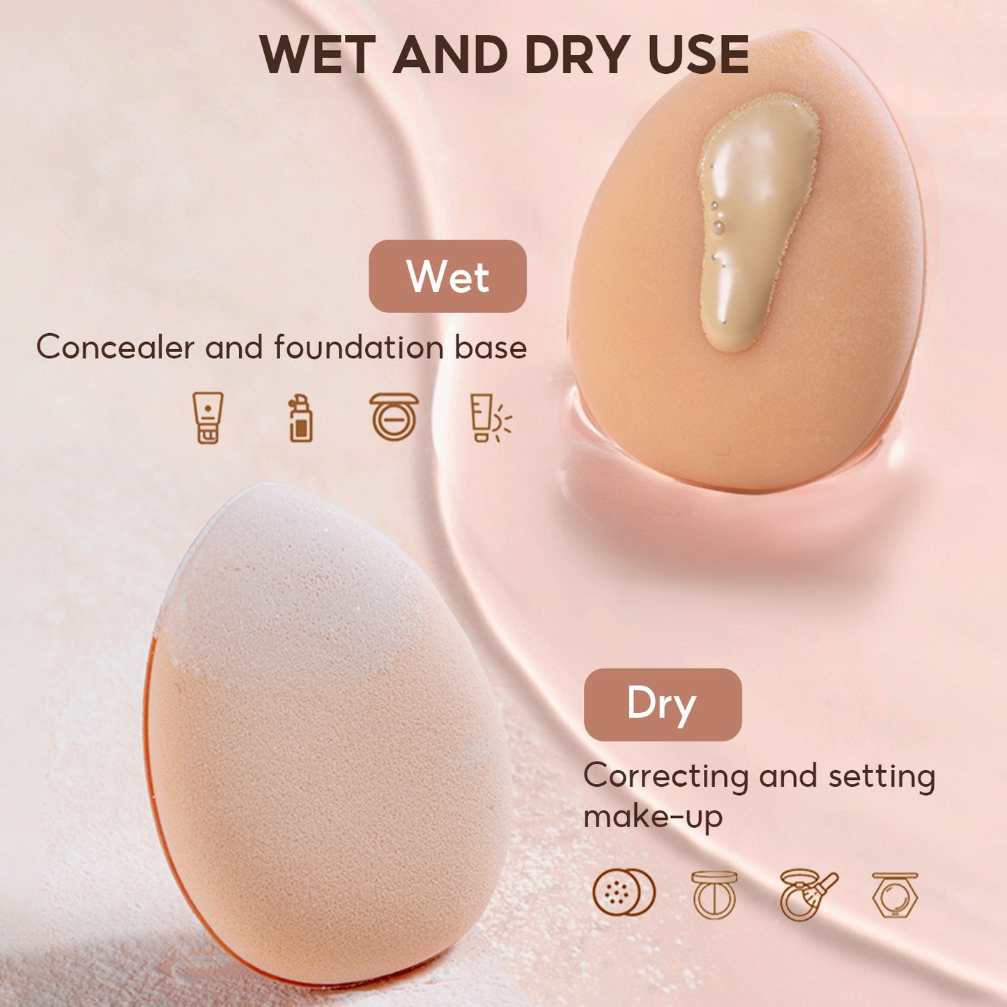 FelinWel Mini Size Finger Puff Set, Face Concealer Foundation Detail Powder Puff
