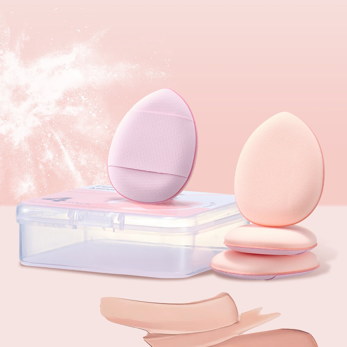 FelinWel Mini Size Finger Puff Set, Face Concealer Foundation Detail Powder Puff