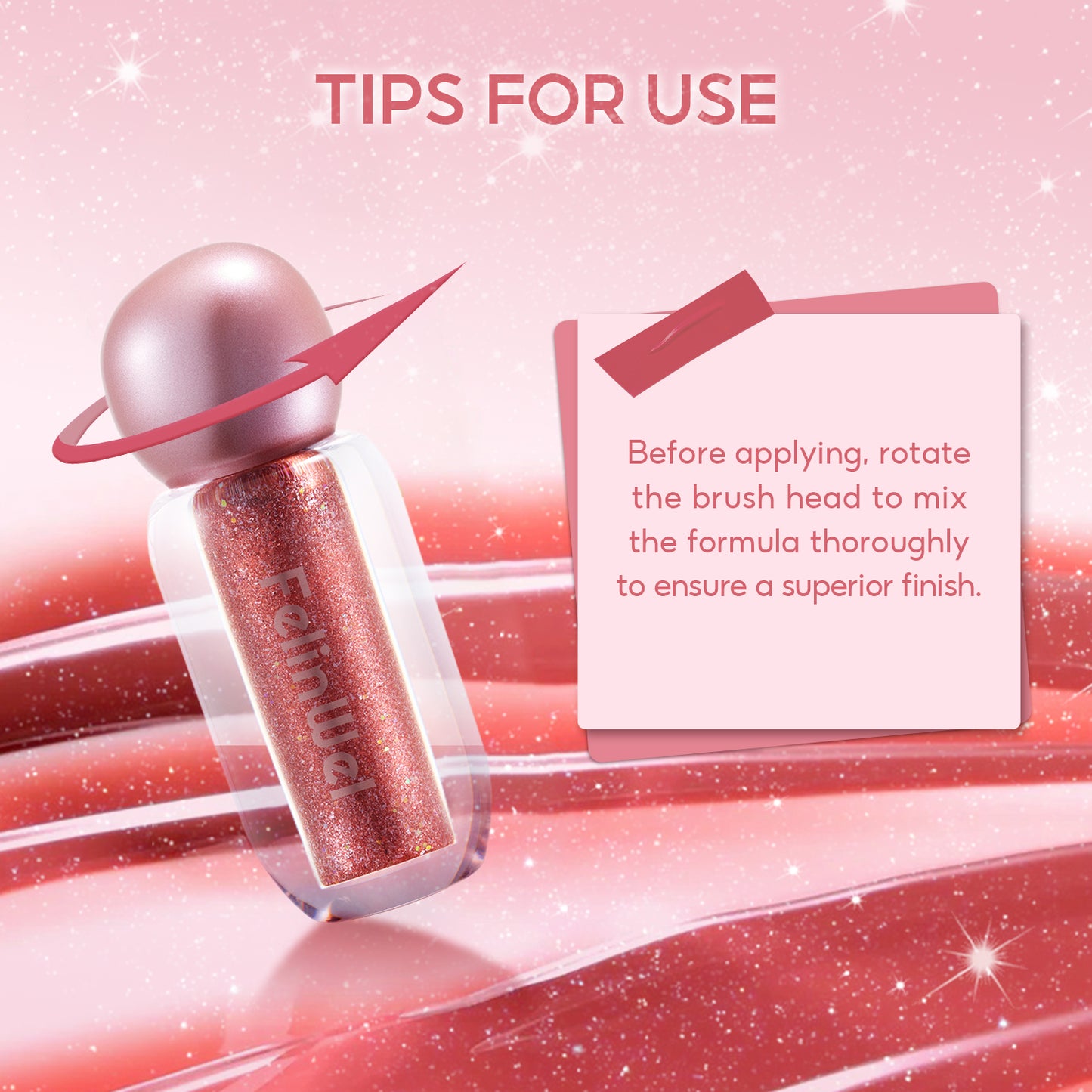 FelinWel Super Sparkly Lip Gloss, Shining and Nourishing, Fresh Texture, Buildable Formula, One for Multipurpose