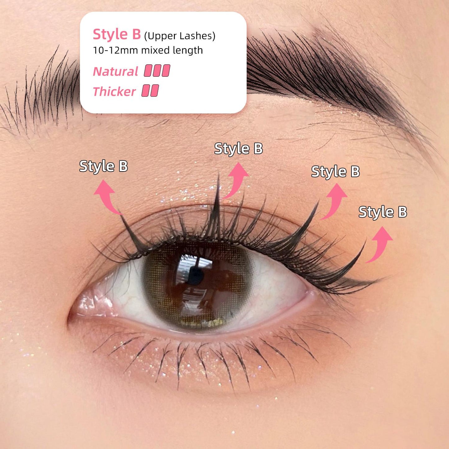 FelinWel - 4 Styles Upper & Bottom Cluster Lashes Extensions, Large Capacity 160 Pcs DIY False Eyelashes Individual Reusable Soft Natural