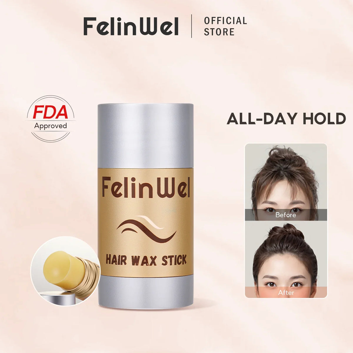 FelinWel Hair Wax Stick – Edge Control & Frizz Tamer, All-Day Hold