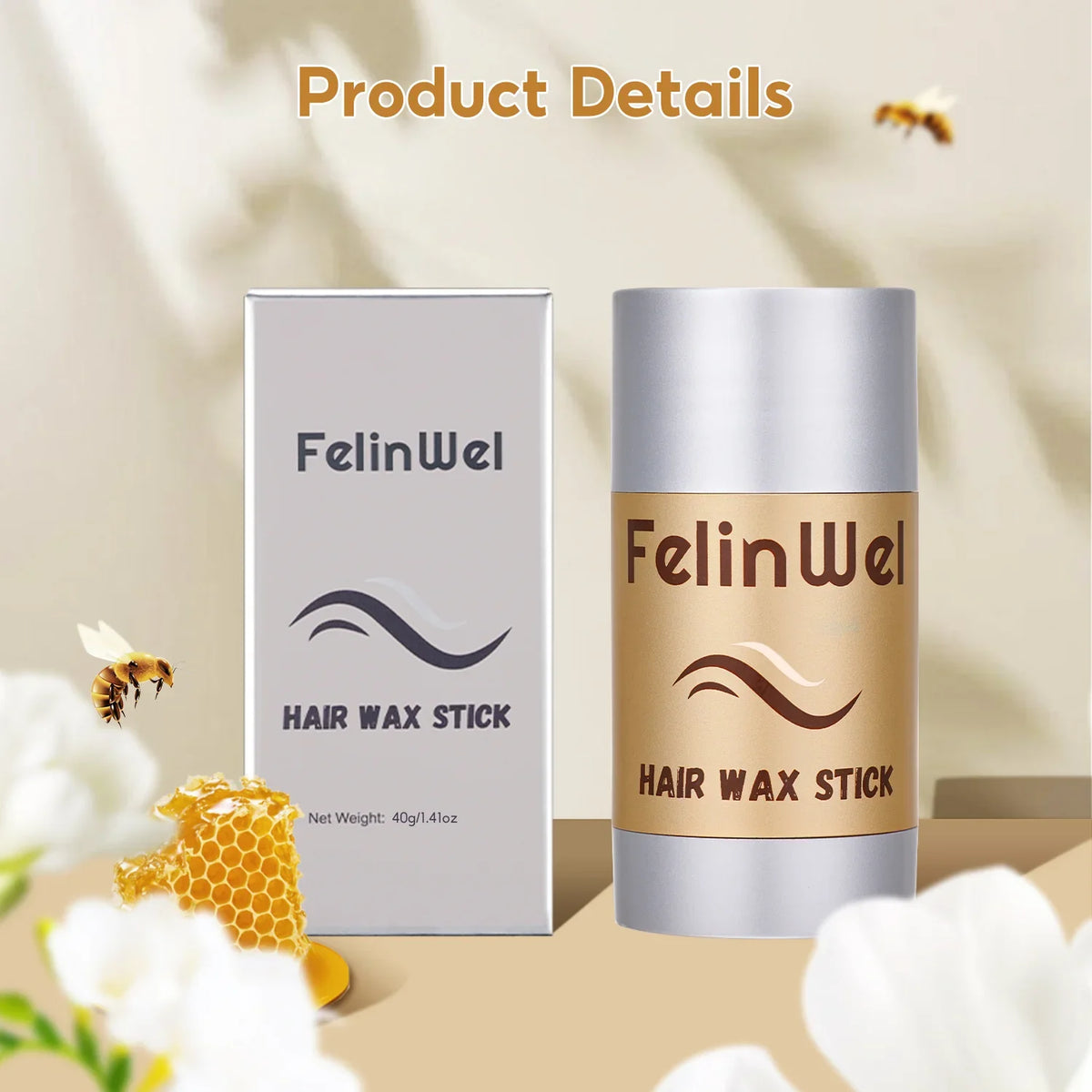 FelinWel Hair Wax Stick – Edge Control & Frizz Tamer, All-Day Hold