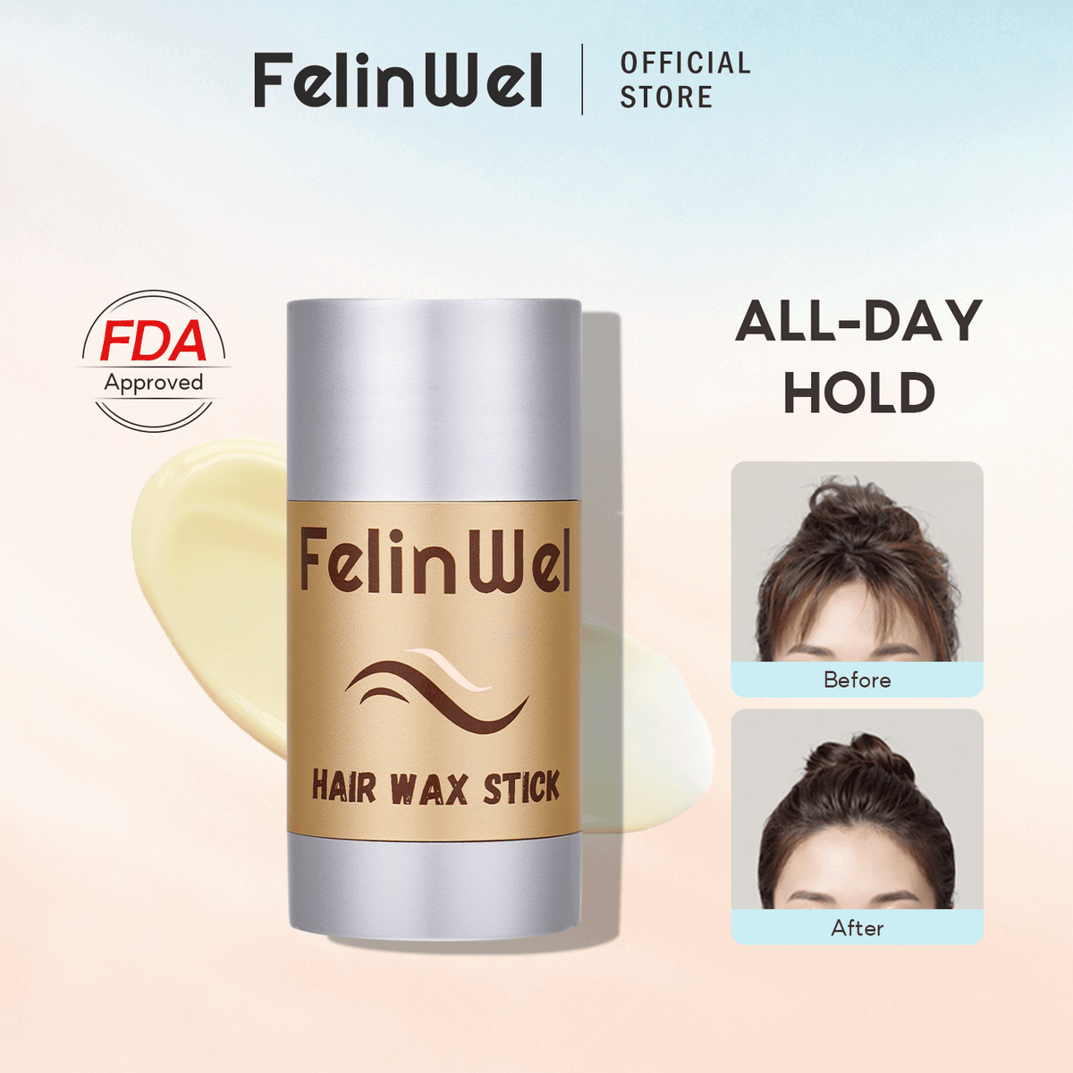 FelinWel Hair Wax Stick – Edge Control & Frizz Tamer, All-Day Hold