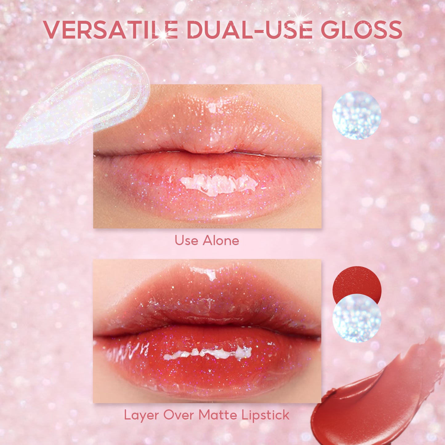 FelinWel Super Sparkly Lip Gloss, Shining and Nourishing, Fresh Texture, Buildable Formula, One for Multipurpose