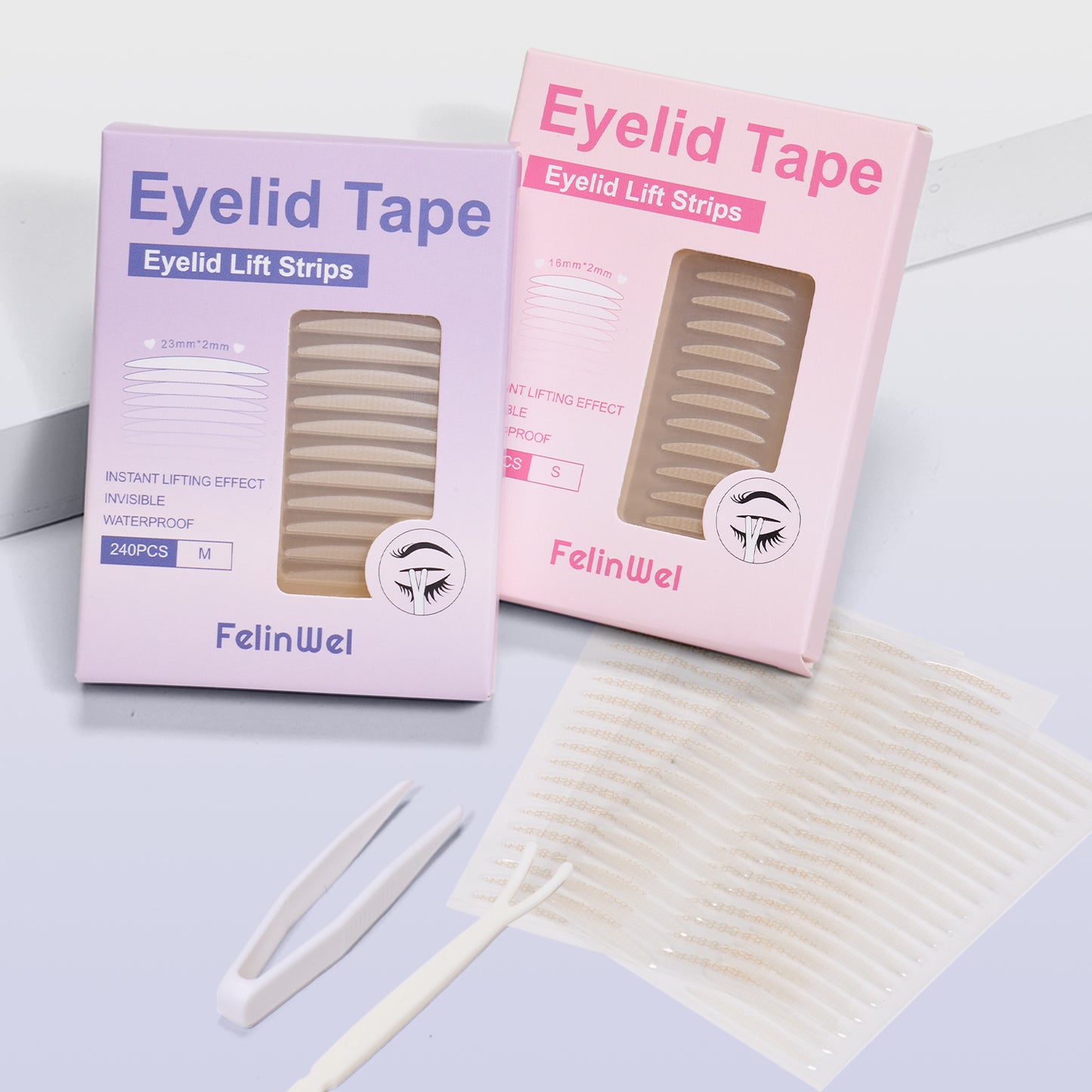 FelinWel - Invisible Double Eyelid Tape Stickers, Eyelid Tape for Hooded Eyes, Self-Adhesive, Waterproof, 2 Types Available
