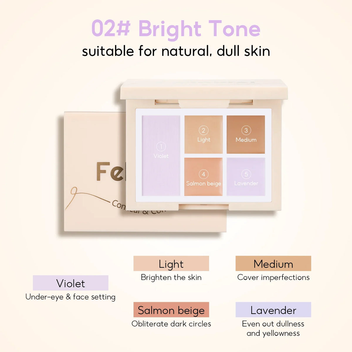 FelinWel Color Corrector & Setting Powder Palette – 12H Crease-Proof Wear