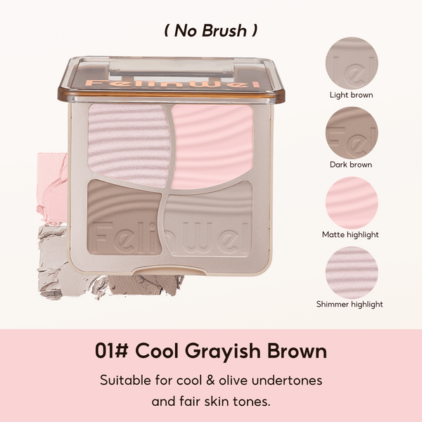 FelinWel 4-in-1 Face Palette – Contour, Bronzer, Blush & Highlighter