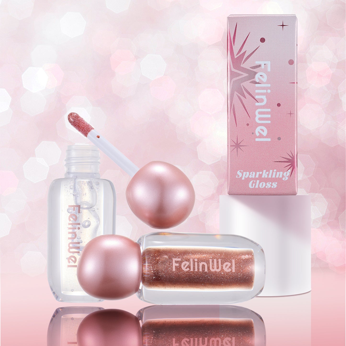 FelinWel Super Sparkly Lip Gloss, Shining and Nourishing, Fresh Texture, Buildable Formula, One for Multipurpose
