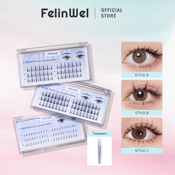 FelinWel DIY Cluster Lash Kit with Glue – Natural Look, Reusable