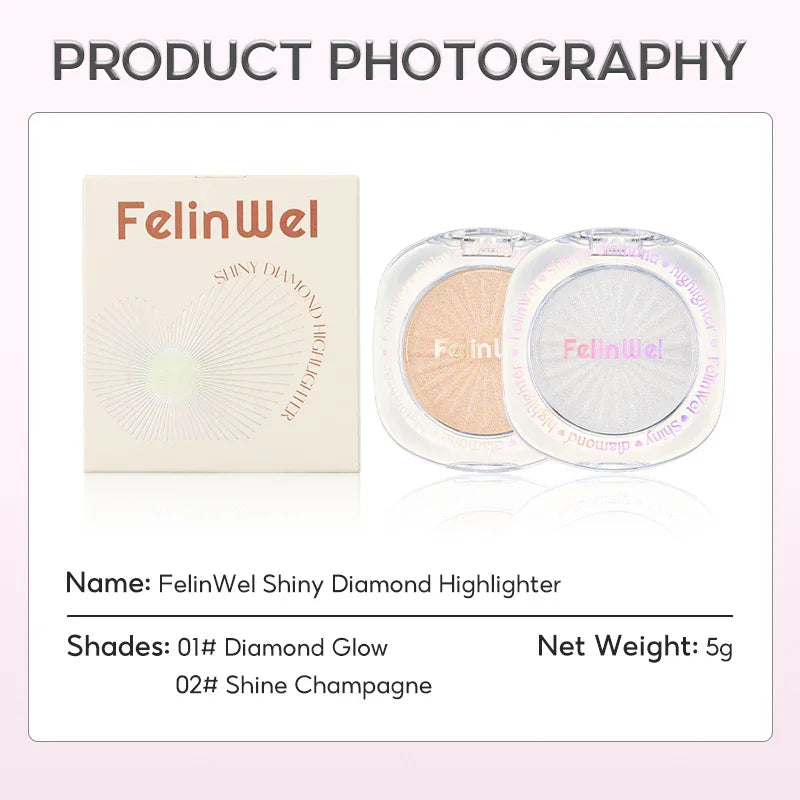 FelinWel Shimmer Highlighter Palette – 2 Shades, Vegan & Cruelty-Free