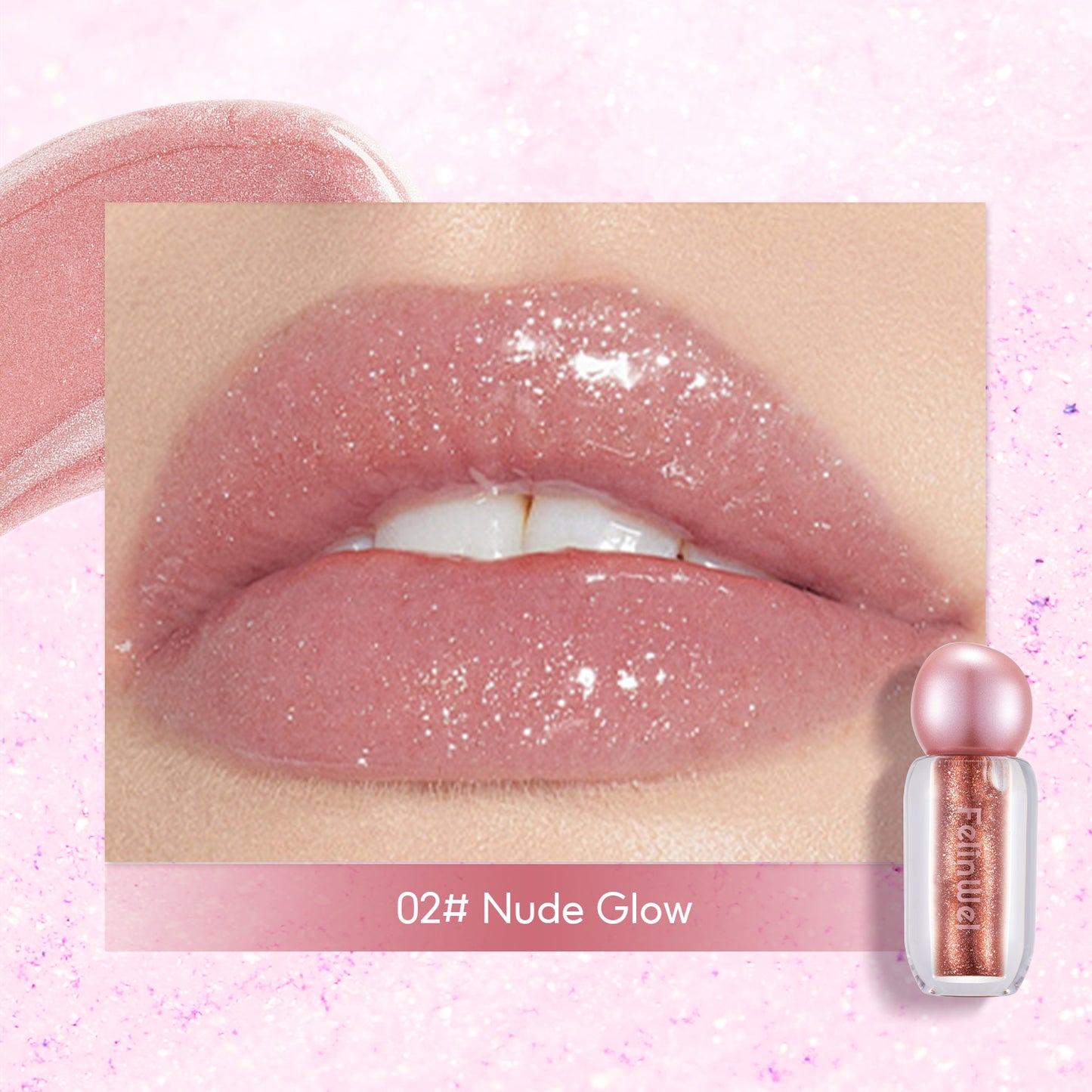 FelinWel Super Sparkly Lip Gloss, Shining and Nourishing, Fresh Texture, Buildable Formula, One for Multipurpose