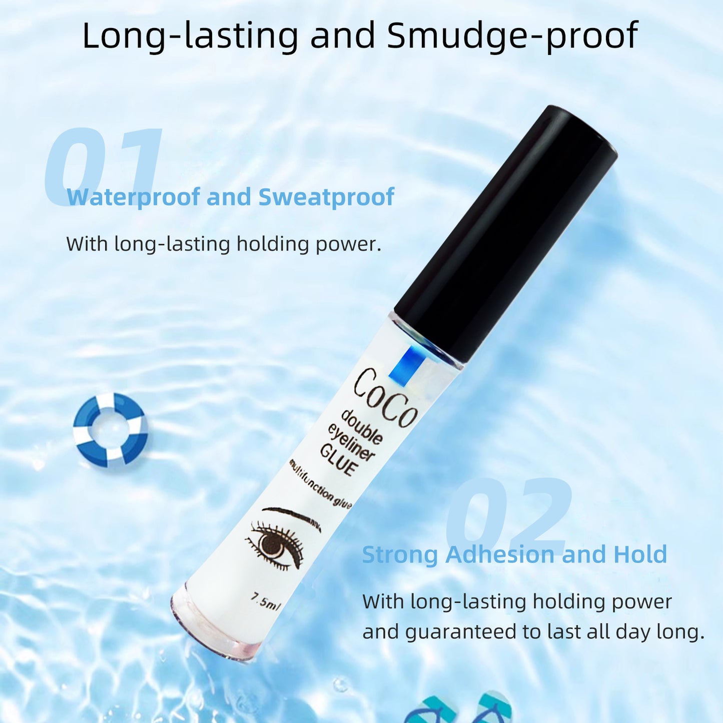 FelinWel - Strong Hold False Eyelash Glue with Brush Applicator for Strip Lash Cluster