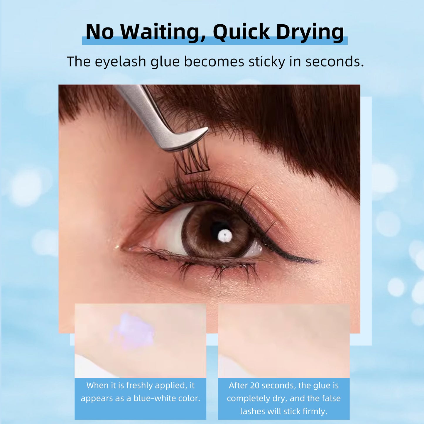 FelinWel - Strong Hold False Eyelash Glue with Brush Applicator for Strip Lash Cluster