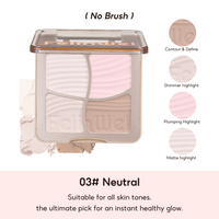 FelinWel 4-in-1 Face Palette – Contour, Bronzer, Blush & Highlighter