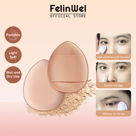 FelinWel Mini Size Finger Puff Set, Face Concealer Foundation Detail Powder Puff