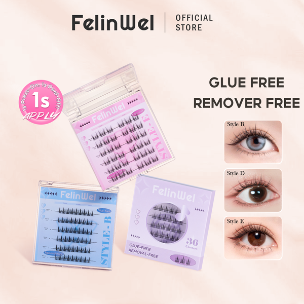 FelinWel Glue-free Cluster Eyelash Extensions Self-adhesive Remover-free Reusable