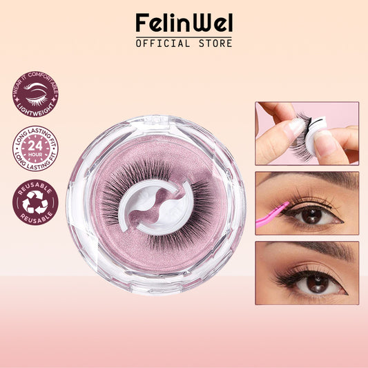 FelinWel Reusable Self-adhesive Fake Eyelashes 3D Glue-free