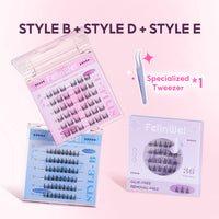 FelinWel Glue-free Cluster Eyelash Extensions Self-adhesive Remover-free Reusable