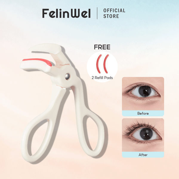FelinWel Wide-Angle Eyelash Curler – 2 Refill Pads, Long-Lasting Lift