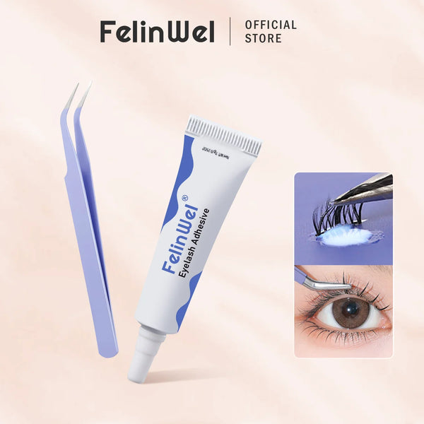 FelinWel Tweezers and Glue Set for Applying False Eyelashes