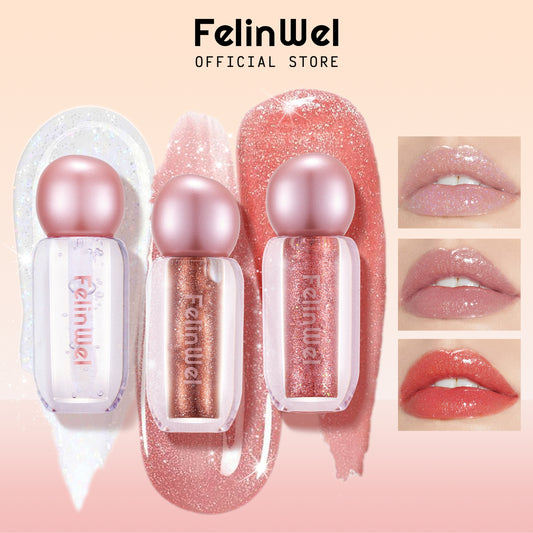 FelinWel Super Sparkly Lip Gloss, Shining and Nourishing, Fresh Texture, Buildable Formula, One for Multipurpose