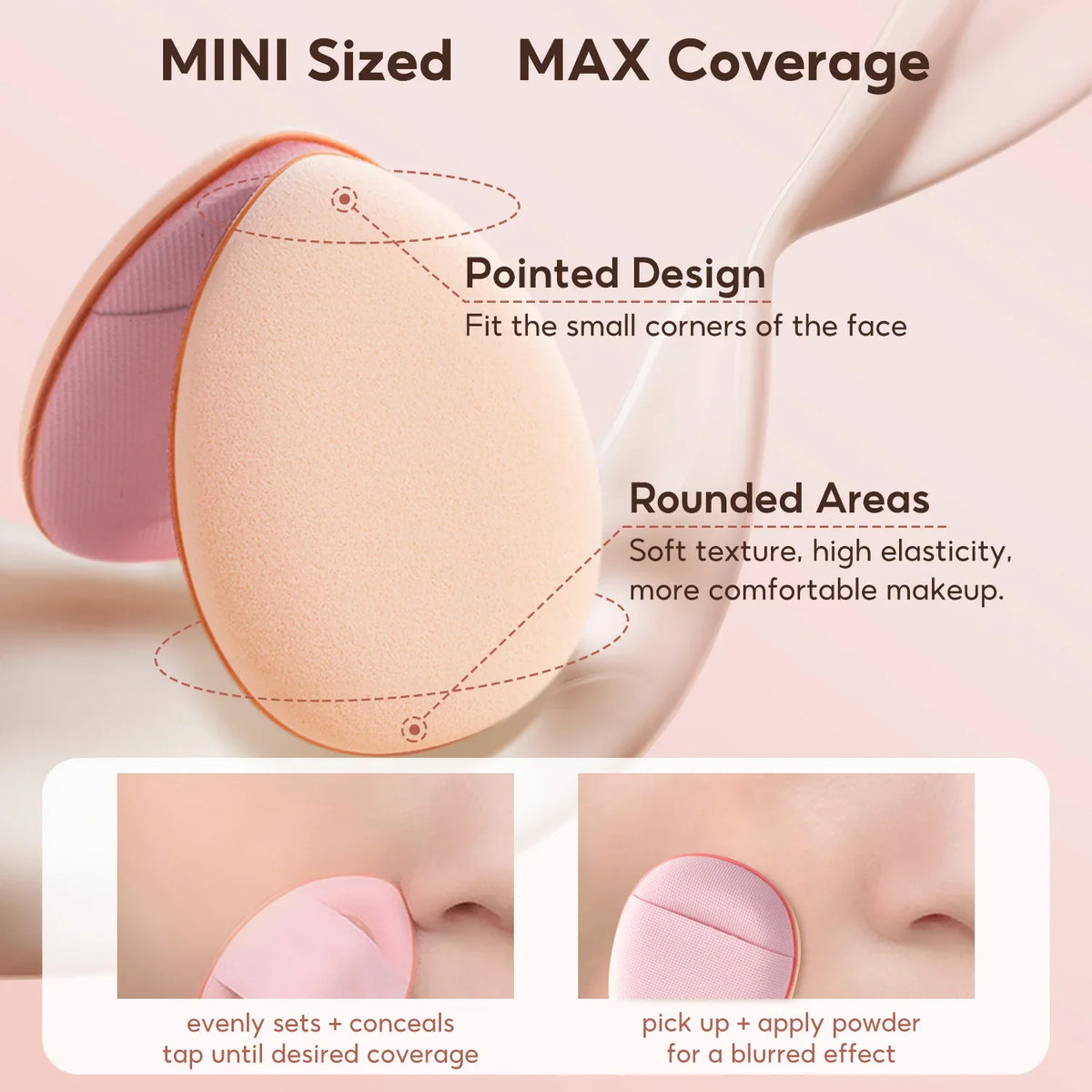 FelinWel Mini Finger Puff Set – Precision Concealer & Foundation Detail Sponge