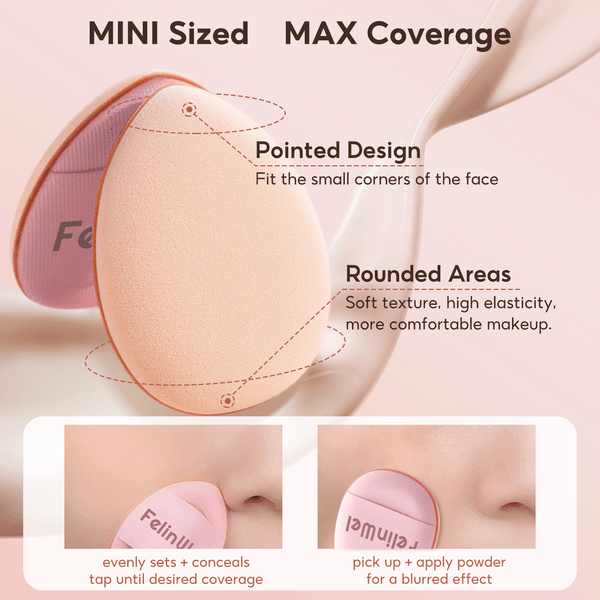 FelinWel Mini Finger Puff Set – Precision Concealer & Foundation Detail Sponge